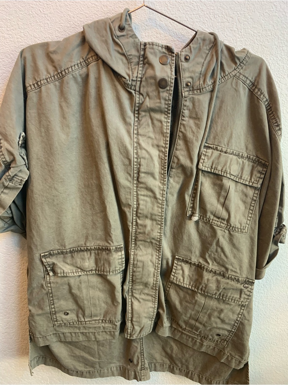 American Eagle Outfitters Olive Green Hooded Field Jacket